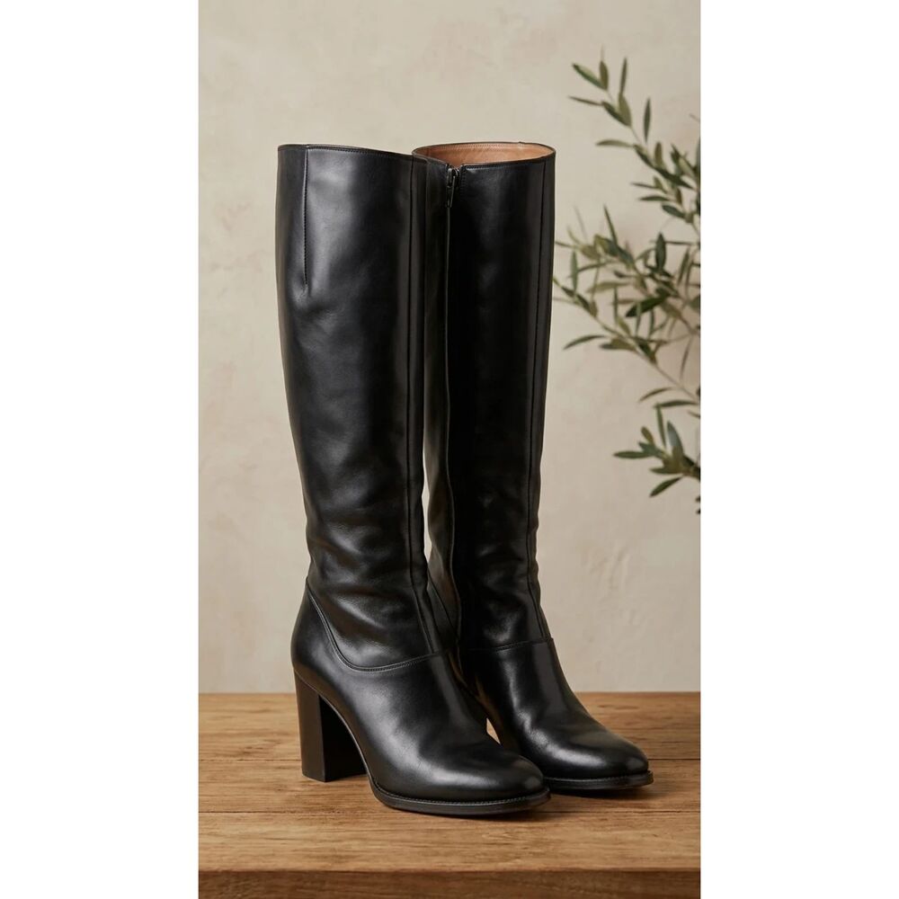 Ginza Kanematsu Boots, Leather, Deep black, Size 23 (JP), Preloved